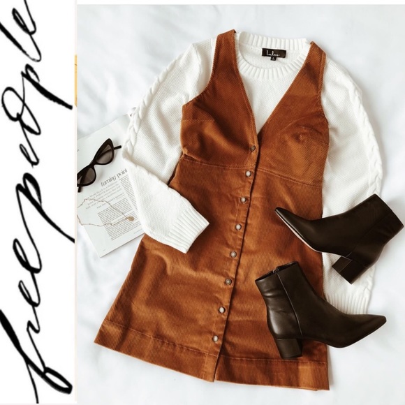 rust pinafore dress